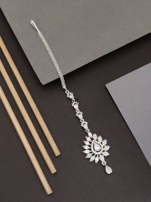 Silver Plated AD Stones Maangtikka