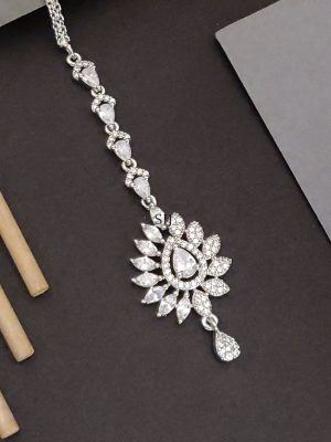 Silver Plated AD Stones Maangtikka