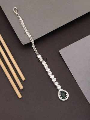 Silver Plated AD Stones Maangtikka