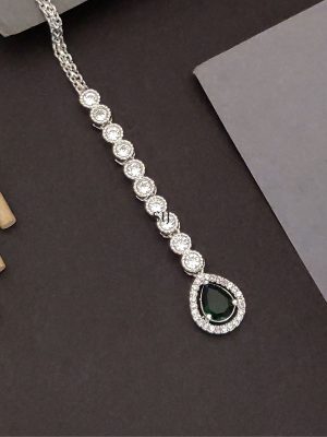Silver Plated AD Stones Maangtikka