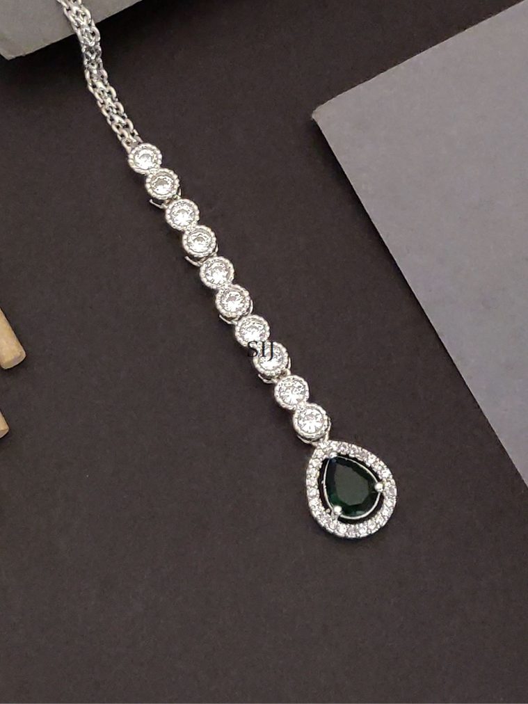 Silver Plated AD Stones Maangtikka