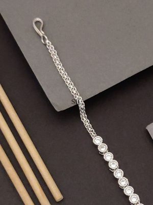 Silver Plated AD Stones Maangtikka