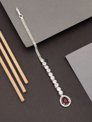 Silver Plated AD Stones Maangtikka