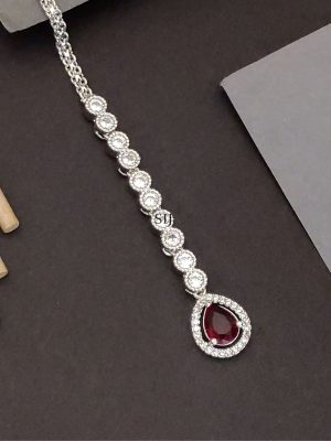 Silver Plated AD Stones Maangtikka
