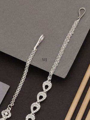 Set of 2 Silver Plated AD Stones Maangtikka Combo
