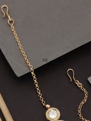 Set of 2 Gold Plated Polki Stones Maangtikka Combo