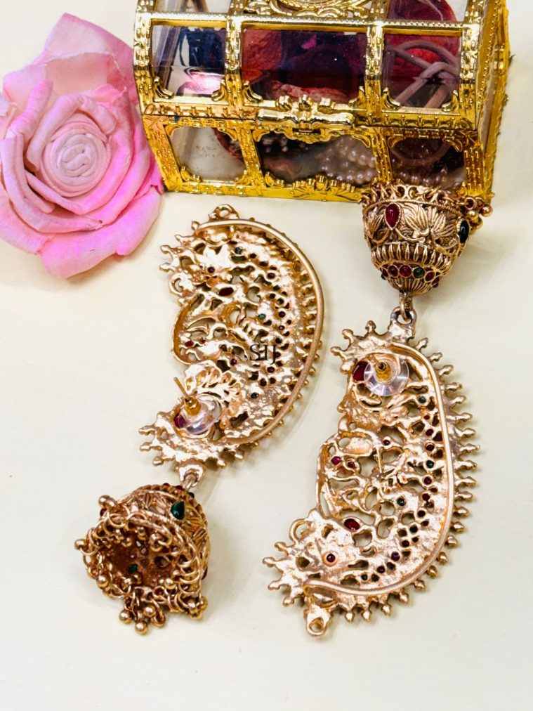 Gold Plated Peacock Earcuff Earrings