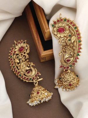 Gold Plated Peacock Earcuff Earrings
