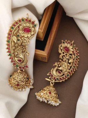 Gold Plated Peacock Earcuff Earrings