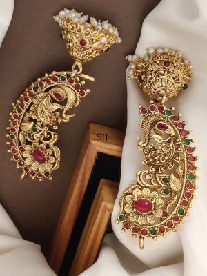 Gold Plated Peacock Earcuff Earrings