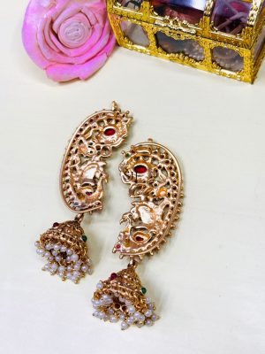 Gold Plated Peacock Earcuff Earrings