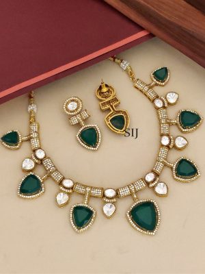 Gold Plated Green Stone Polki Choker