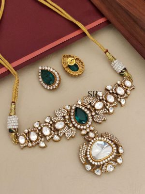 Gold Finish Polki Stones Choker