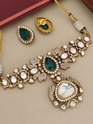 Gold Finish Polki Stones Choker