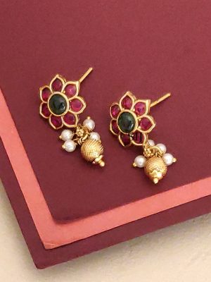 Gold Plated Long Kemp Stone Necklace Set