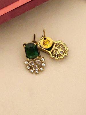 Gold Finish Green Stone Choker Set