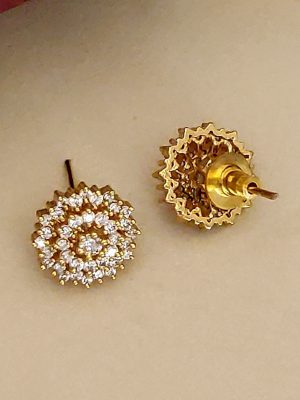 Gold Finish White AD Stones Necklace Set