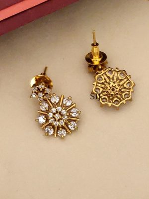 Gold Finish White AD Stones Necklace Set