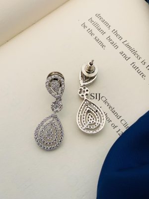 Silver Plated Solitaire White AD Stones Necklace Set