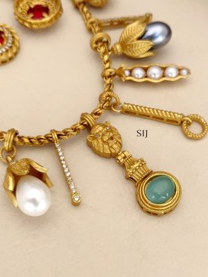 Oxidsed Gold Plated MultiColour Sabyasachi Designer Stones Necklace
