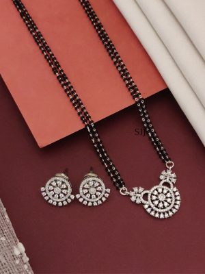 Silver Plated American Diamond Mangalsutra Set