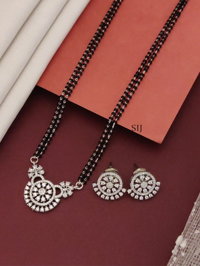 Silver Plated American Diamond Mangalsutra Set