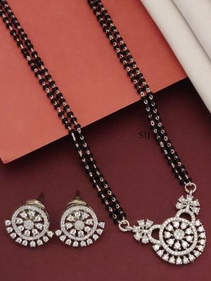 Silver Plated American Diamond Mangalsutra Set