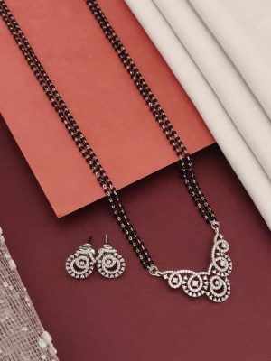 Silver Plated American Diamond Mangalsutra Set