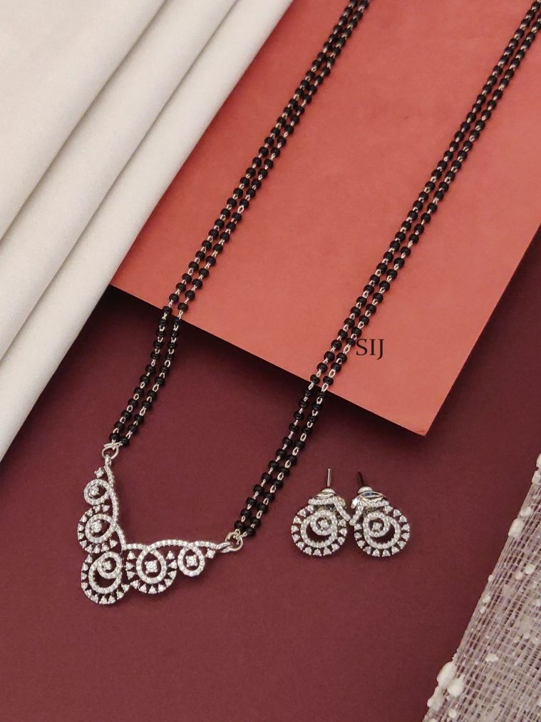 Silver Plated American Diamond Mangalsutra Set