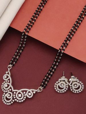 Silver Plated American Diamond Mangalsutra Set