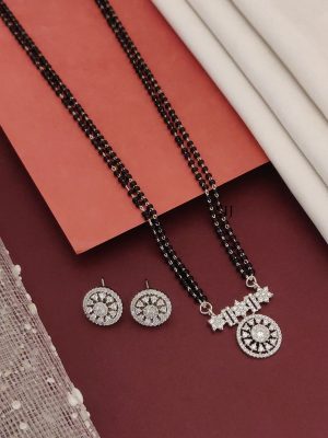 Silver Plated American Diamond Mangalsutra Set
