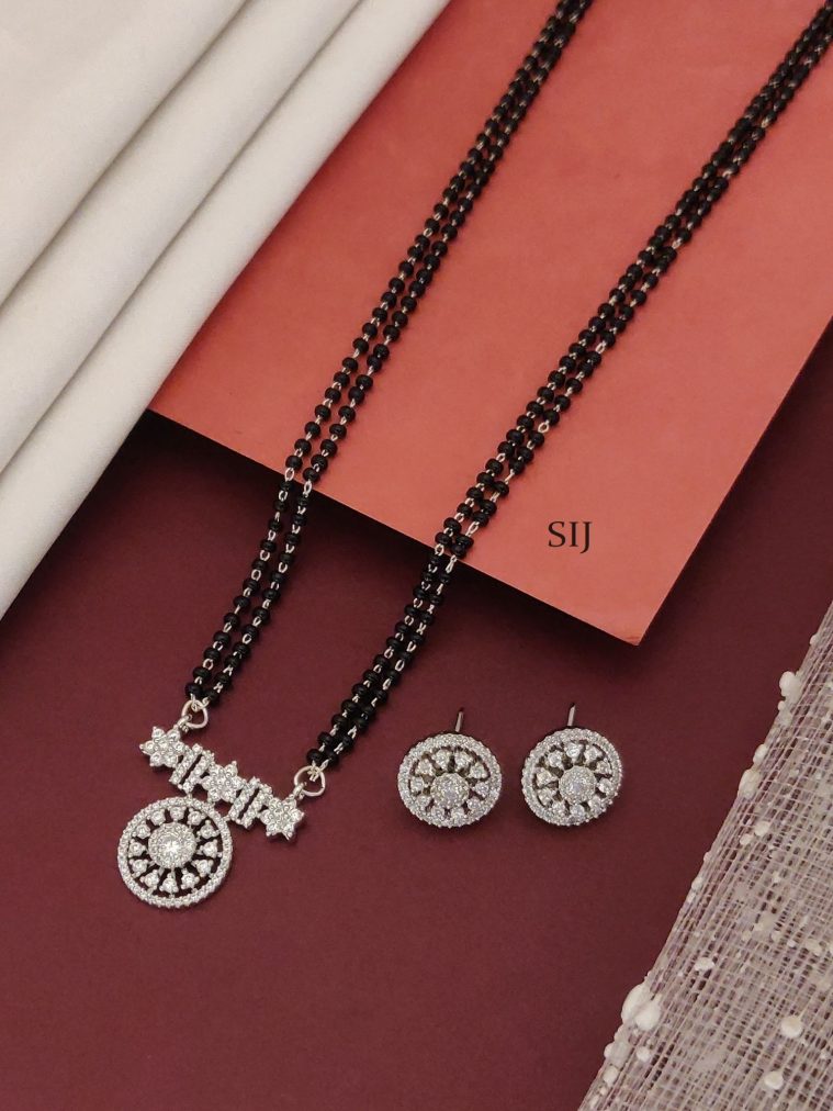 Silver Plated American Diamond Mangalsutra Set