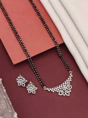 Silver Plated American Diamond Mangalsutra Set