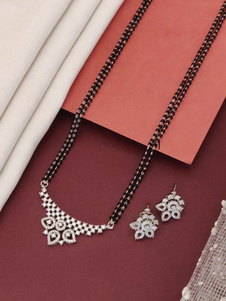 Silver Plated American Diamond Mangalsutra Set