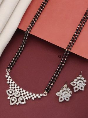 Silver Plated American Diamond Mangalsutra Set
