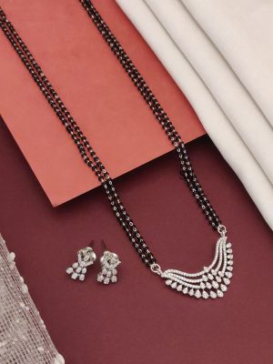 Silver Plated American Diamond Mangalsutra Set