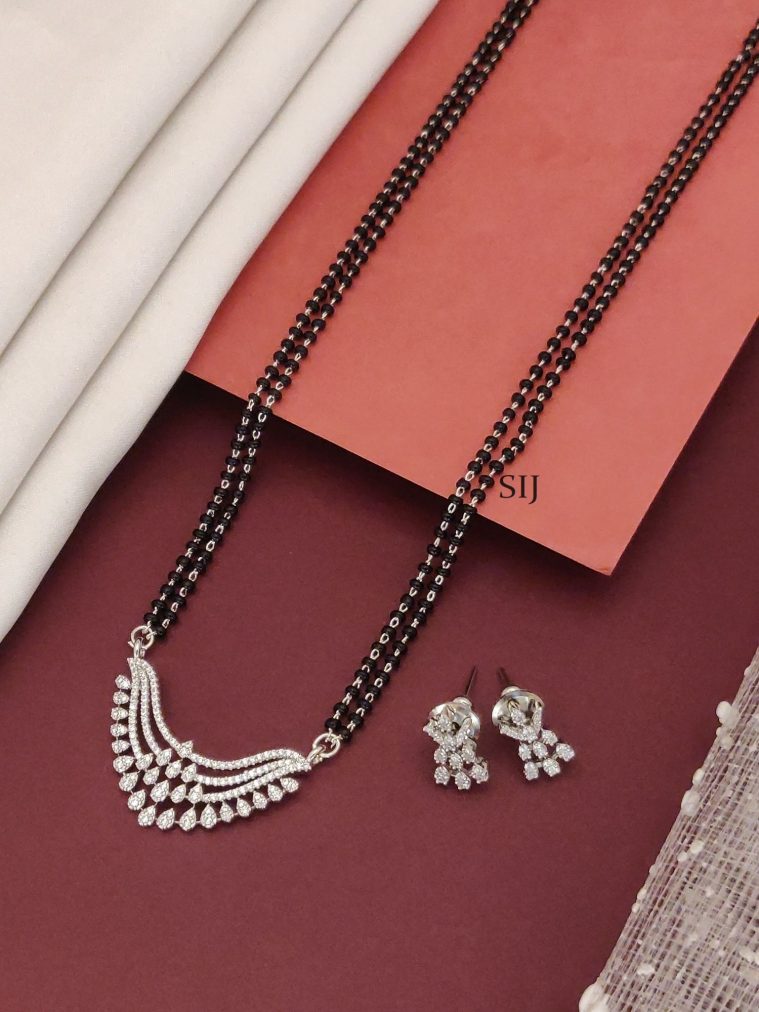 Silver Plated American Diamond Mangalsutra Set