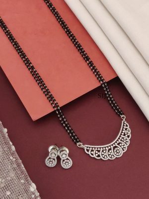 Silver Plated American Diamond Mangalsutra Set