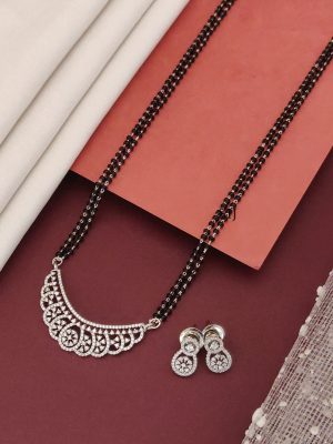 Silver Plated American Diamond Mangalsutra Set
