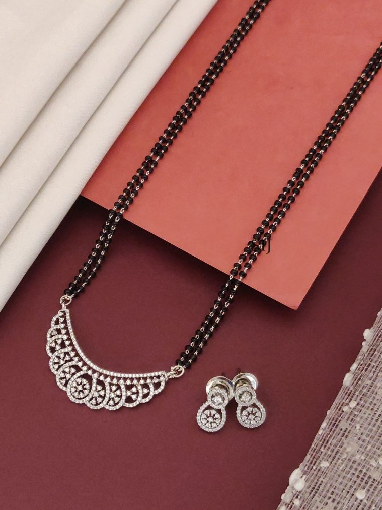 Silver Plated American Diamond Mangalsutra Set