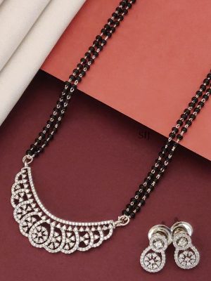 Silver Plated American Diamond Mangalsutra Set
