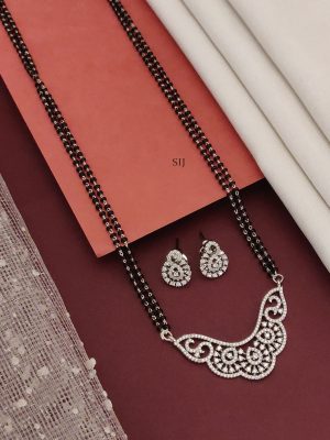 Silver Plated AD Stones Pendant Mangalsutra Set
