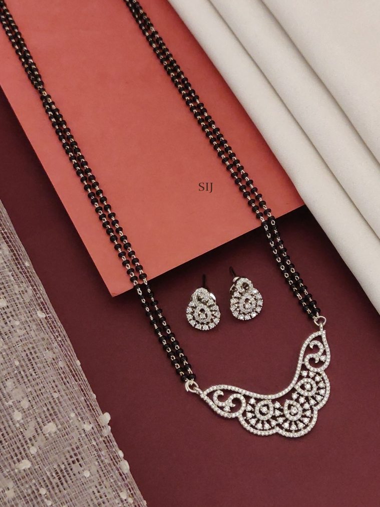 Silver Plated AD Stones Pendant Mangalsutra Set