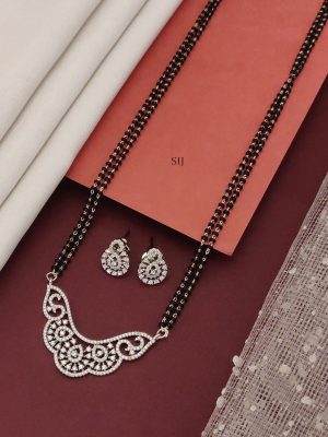 Silver Plated AD Stones Pendant Mangalsutra Set