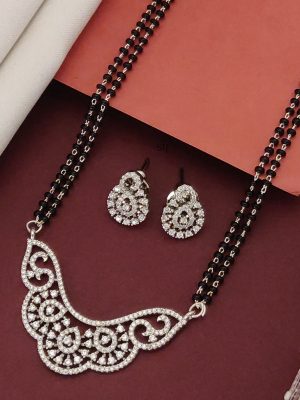 Silver Plated AD Stones Pendant Mangalsutra Set