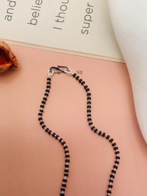 Silver Plated AD Stones Flower Design Pendant Mangalsutra Set