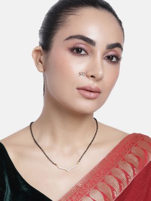 Set Of 2 Single Layer Gold Plated AD Stones Pendant Mangalsutra Combo