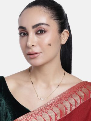 Set Of 2 Single Layer Gold Plated AD Stones Pendant Mangalsutra Combo