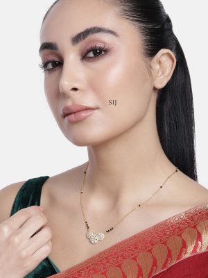 Set Of 2 Single Layer Gold Finish AD Stones Mangalsutra Combo