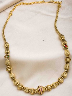Antique Finish Golden Beads Necklace